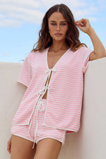 Load image into Gallery viewer, Zoey Multi Tie Top - Pink/White
