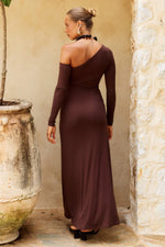 Load image into Gallery viewer, Bianca One Shoulder Maxi Dress - Chocolate
