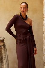 Load image into Gallery viewer, Bianca One Shoulder Maxi Dress - Chocolate
