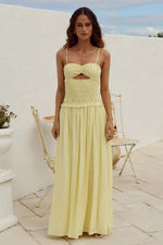 Load image into Gallery viewer, Addison Ruched Body Maxi Dress - Butter
