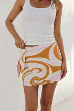 Load image into Gallery viewer, Paisley Mini Wrap Skirt  - Ritali Swirl Pink
