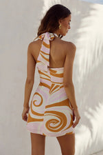 Load image into Gallery viewer, Claire Halter Mini Dress - Ritali Swirl Pink

