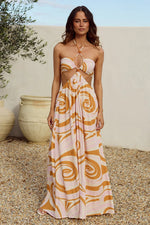 Load image into Gallery viewer, Khloe Cut Out Maxi Dress - Ritali Swirl Pink
