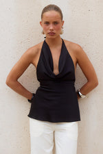 Load image into Gallery viewer, Emiliana Halter Cowl Top - Black
