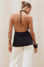 Load image into Gallery viewer, Emiliana Halter Cowl Top - Black
