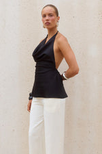 Load image into Gallery viewer, Emiliana Halter Cowl Top - Black
