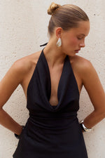 Load image into Gallery viewer, Emiliana Halter Cowl Top - Black
