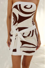 Load image into Gallery viewer, Audrey Front Tie Mini Dress - Ritali Swirl Choc
