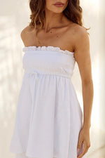 Load image into Gallery viewer, Millie Strapless Ruched Mini Dress - Off White
