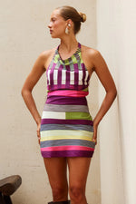 Load image into Gallery viewer, Lettie Halter Open Back Mini Dress - Lettie Multi
