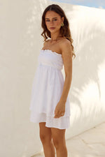 Load image into Gallery viewer, Millie Strapless Ruched Mini Dress - Off White
