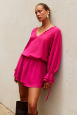 Load image into Gallery viewer, Samantha Ruffle V-Neck Mini Dress - Pink
