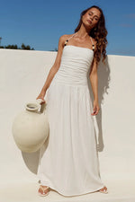 Load image into Gallery viewer, Giulia Ruched Maxi Dress - Off White
