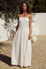 Load image into Gallery viewer, Giulia Ruched Maxi Dress - Off White
