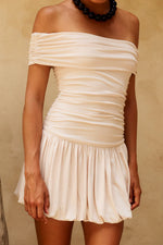 Load image into Gallery viewer, Irene Off Shoulder Mini Dress - Cream
