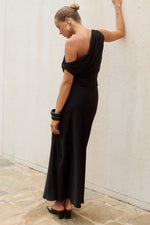 Load image into Gallery viewer, Mila Off Shoulder Cowl Maxi Dress - Black
