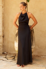 Load image into Gallery viewer, Jelena Halter Open Back Maxi Dress - Black
