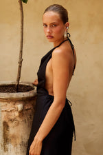 Load image into Gallery viewer, Jelena Halter Open Back Maxi Dress - Black

