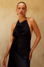 Load image into Gallery viewer, Jelena Halter Open Back Maxi Dress - Black
