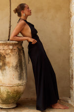Load image into Gallery viewer, Jelena Halter Open Back Maxi Dress - Black
