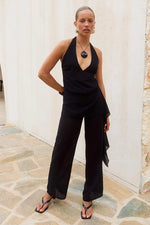 Load image into Gallery viewer, Ariana Halter Open Back Jumpsuit - Black
