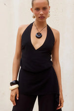 Load image into Gallery viewer, Ariana Halter Open Back Jumpsuit - Black
