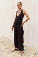 Load image into Gallery viewer, Ariana Halter Open Back Jumpsuit - Black
