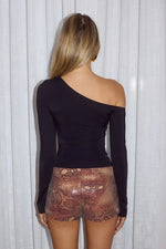Load image into Gallery viewer, Renzo One Shoulder Long Sleeve Top - Black
