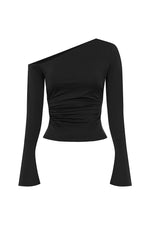 Load image into Gallery viewer, Renzo One Shoulder Long Sleeve Top - Black
