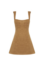 Load image into Gallery viewer, Zaela Square Neck Fitted Mini Dress - Tan
