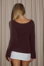 Load image into Gallery viewer, Cruisa Long Sleeve Scarf Top - Bitter Chocolate
