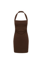 Load image into Gallery viewer, Franca Halter Mini Dress - Bitter Chocolate
