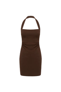 Franca Halter Mini Dress - Bitter Chocolate