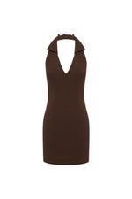 Load image into Gallery viewer, Archer Collar Zip Front Mini Dress - Bitter Chocolate

