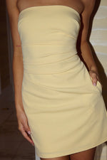 Load image into Gallery viewer, Cairo Strapless Mini Dress - Lemon
