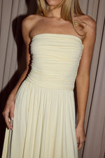 Load image into Gallery viewer, Malone Ruched Strapless Maxi Dress - Lemon
