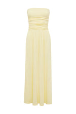Load image into Gallery viewer, Malone Ruched Strapless Maxi Dress - Lemon
