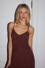 Load image into Gallery viewer, Sol Ruched Maxi Dress - Espresso
