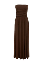 Load image into Gallery viewer, Malone Ruched Strapless Maxi Dress - Espresso
