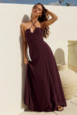 Load image into Gallery viewer, Kinsley Lowcut Halter Maxi Dress - Chocolate
