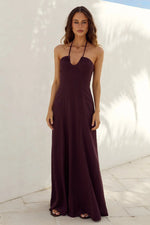 Load image into Gallery viewer, Kinsley Lowcut Halter Maxi Dress - Chocolate
