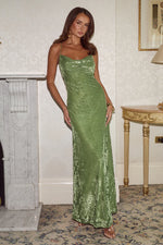 Load image into Gallery viewer, Lyssa Cowl Cross Back Maxi Dress - Palm
