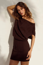 Load image into Gallery viewer, Jade High Neck Knit Mini Dress - Chocolate
