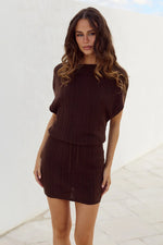 Load image into Gallery viewer, Jade High Neck Knit Mini Dress - Chocolate

