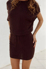 Load image into Gallery viewer, Jade High Neck Knit Mini Dress - Chocolate
