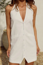 Load image into Gallery viewer, Sadie V-Neck Mini Dress - White
