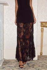 Load image into Gallery viewer, Enola Tiered Lace Maxi Skirt - Black
