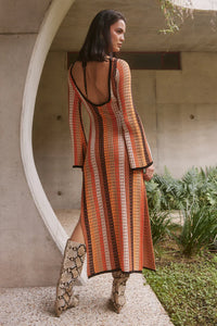 Aimee Midi Dress - Orange Multi