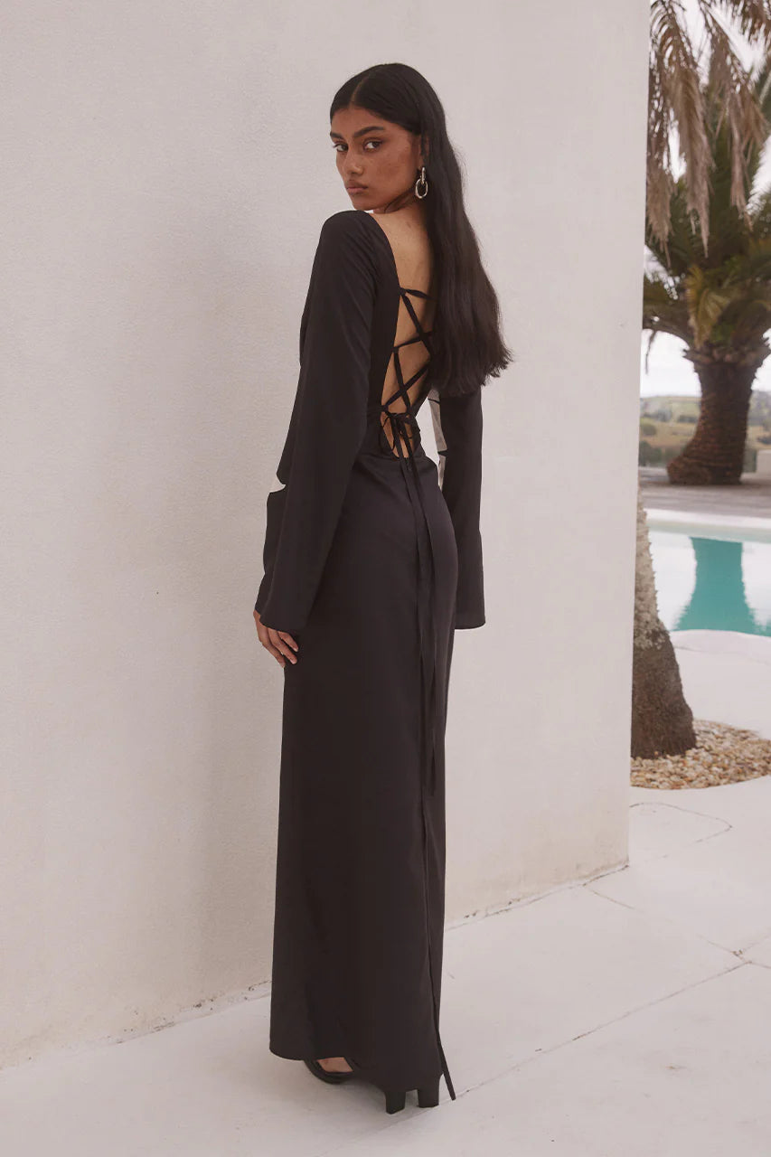 Camino Maxi Dress - Black/Sand