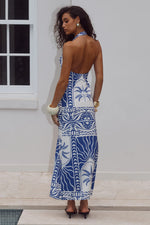 Load image into Gallery viewer, Joanna Plunge Halter Maxi Dress - Joanna Blue
